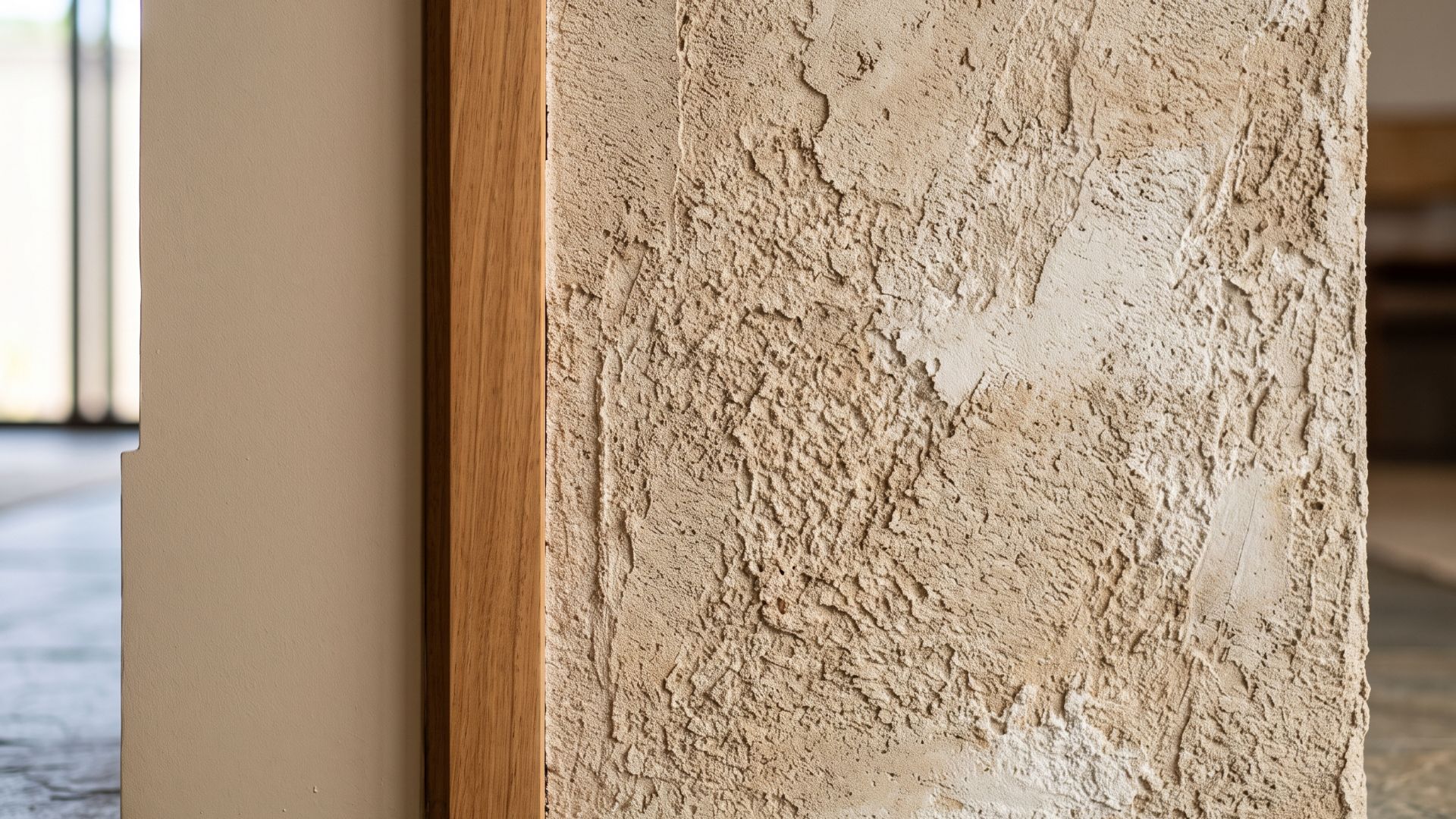 Detalhe de textura e acabamento em parede